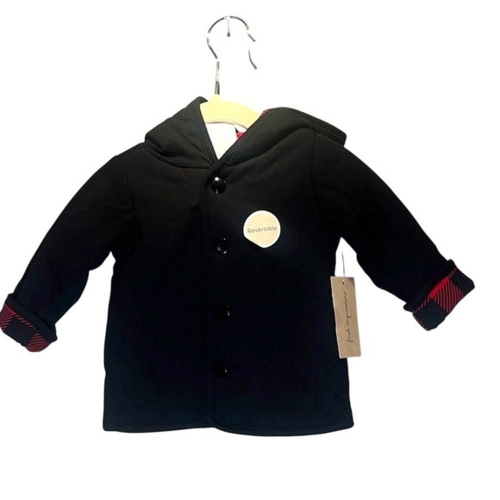 New First Impressions Reversible Quilted Coat Jacket Buffalo Plaid 6-9 months